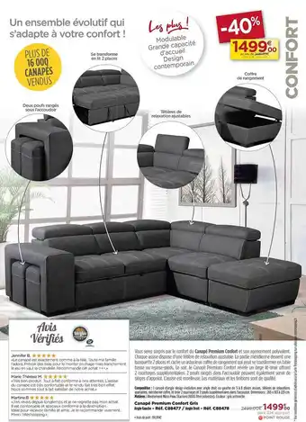 Teleshopping Canapé premium confort gris offre