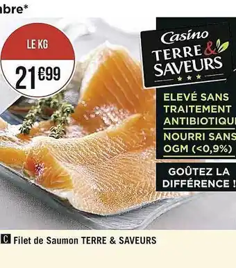 Casino Supermarchés Filet de saumon terre & saveurs offre