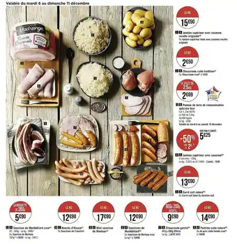 Casino Supermarchés Jambon supérieur avec couenne recette originale, choucroute cuite tradition, pomme de terre de consommation spécial four, jam offre