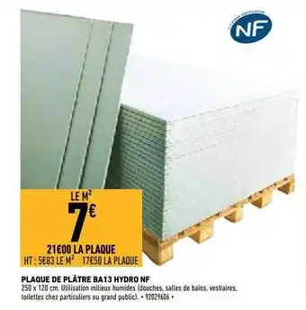 Brico Cash Plaque de plâtre ba 13 hydro nf offre