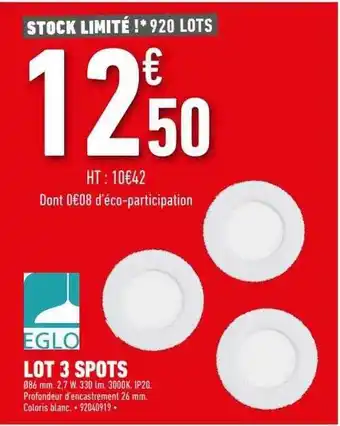 Brico Cash Lot 3 spots offre