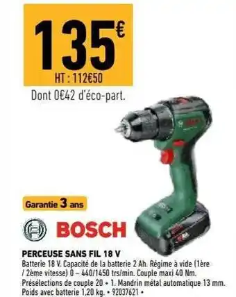 Brico Cash Perceuse sans fil 18v bosch offre