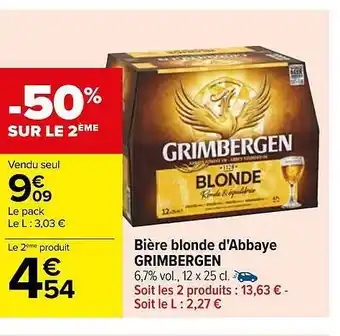 Carrefour Bière blonde d'abbaye grimbergen offre