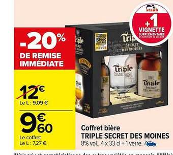 Carrefour Coffret bière triple secret des moines offre