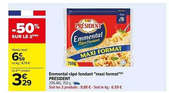 Carrefour Emmental râpé fondant offre