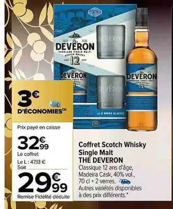 Carrefour Coffret scotch whisky single malt the deveron offre