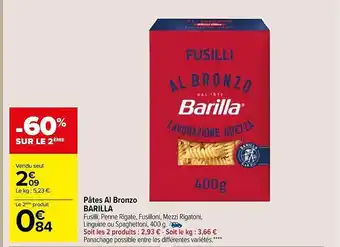 Carrefour Market Pâtes al bronzo barilla offre