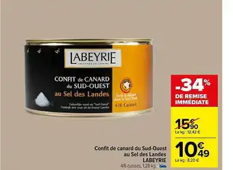 Carrefour Market Confit de canard du sud-ouest au sel des landes labeyrie offre