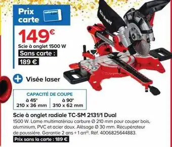 Castorama Scie à onglet radiale tc-sm 2131-1 dual 1500 w einhell offre