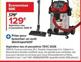 Castorama Aspirateur eau et poussières tevc 2025 1200 w einhell offre