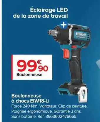 Castorama Boulonneuse à chocs eiw18-li erbauer offre