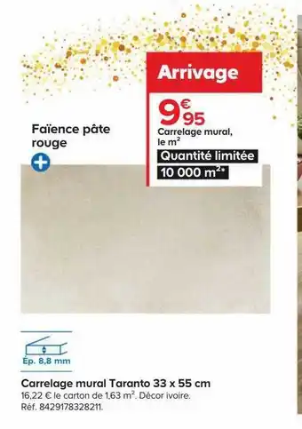 Castorama Carrelage mural taranto 33 x 55 cm offre