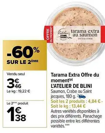 Tarama extra offre du moment l'atelier de blini