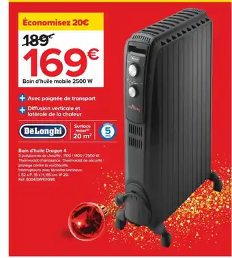 Bain d'huile mobile 2500 w dragon 4 dëlonghi