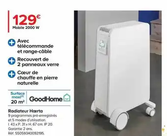 Castorama Radiateur mobile hoerta 2000 w goodhome offre