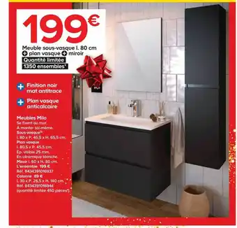 Castorama Meuble sous-vasque l.80 cm + plan vasque + miroir milo offre