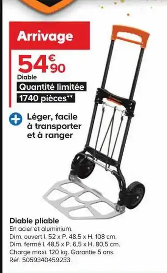 Castorama Diable pliable offre