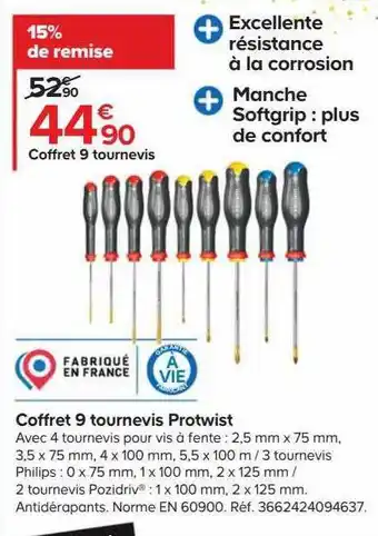 Castorama Coffret 9 tournevis protwist offre