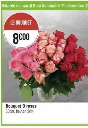 Géant Casino Bouquet 9 roses offre