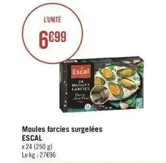 Géant Casino Moules farcies surgelées escal offre