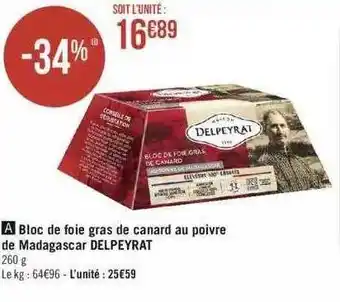Bloc de foie gras de canard au poivre de madagascar delpeyrat