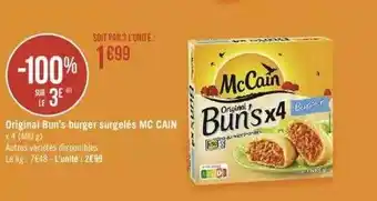 Géant Casino Original bun's burger surgelés mc cain offre