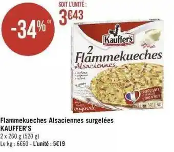 Flammekueches alsaciennes surgelées kauffer's