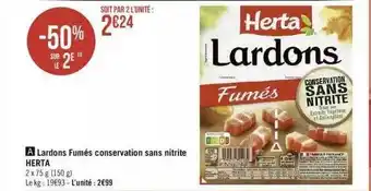Géant Casino Lardons fumés conservation sans nitrite herta offre