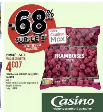 Géant Casino Framboises entières surgelées casino offre