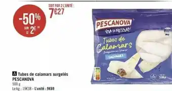 Tubes de calamars surgelés pescanova