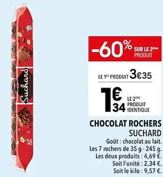 Supeco Suchard chocolat rochers offre