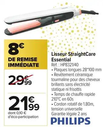 Carrefour Market Philips lisseur straightcare essential offre