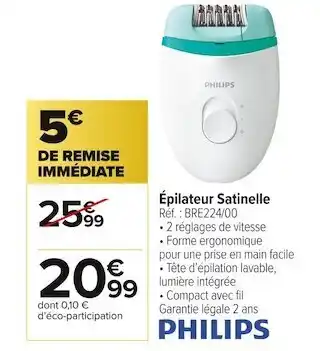 Carrefour Market Philips épilateur satinelle offre