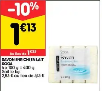 Leader Price Savon enrichi en lait sooa offre
