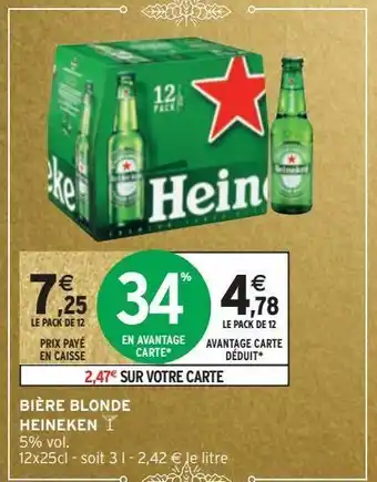Intermarché Hyper Bière blonde heineken offre