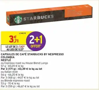 Intermarché Hyper Capsules de café starbucks by nespresso colombia nestlé offre