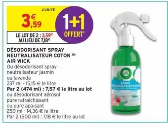 Intermarché Hyper Désodorisant spray neutralisateur coton air wick offre