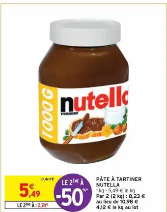 Intermarché Hyper Pâte à tartiner nutella offre