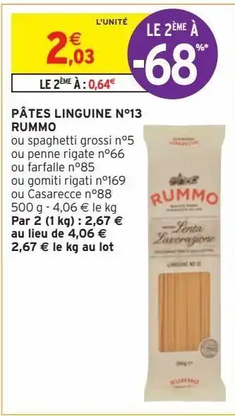 Intermarché Hyper Pâtes linguine n°13 rummo offre