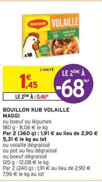 Intermarché Hyper Bouillon kub volaille maggi offre