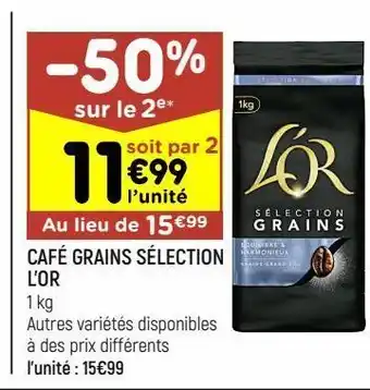 Leader Price Café grains sélection l'or offre