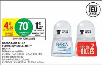Intermarché Hyper Déodorant bille femme invisible 48h narta offre