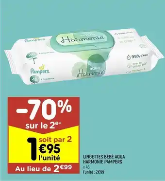 Leader Price Lingettes bébé aqua harmonie pampers offre