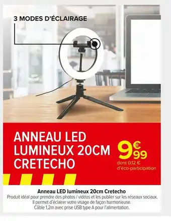 Carrefour Market Anneau LED Lumineux 20 cm Cretecho offre