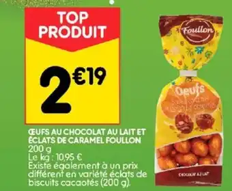 Leader Price Œuf au chocolat au lait et éclats de caramel foullon offre