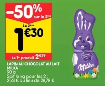 Leader Price Lapin au chocolat au lait milka offre