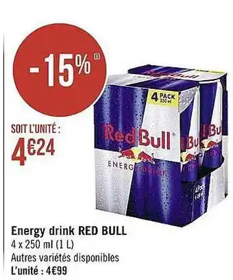 Casino Supermarchés Energy drink red bull offre