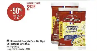 Casino Supermarchés L'emmental français extra fin râpé entremont 29% m.g. offre