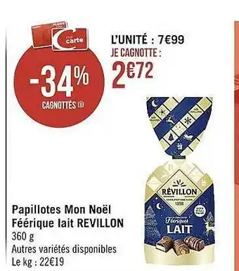 Casino Supermarchés Papillotes mon noël féerique lait révillon offre