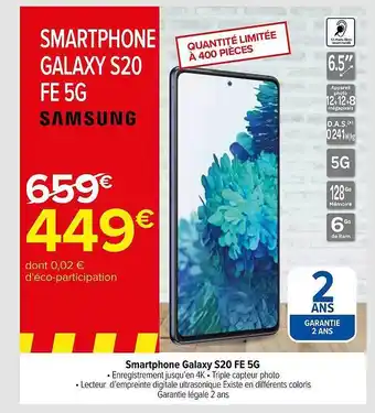 Carrefour Smartphone samsung galaxy s20 fe 5g offre